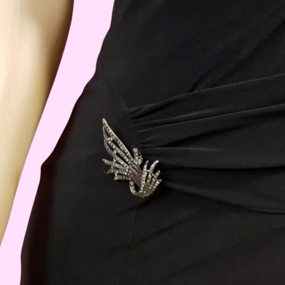 Laundry by shelli segal LBD one shoulder gathered black dress size 6 new vintage - Picture 6 of 6